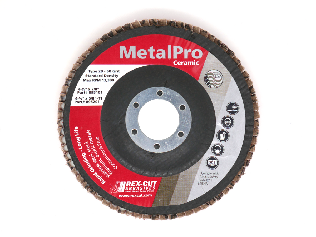 MetalPro Ceramic Flap Disc 5 Pack - 4-1/2" X 7/8" T29 60 Grit Grinding Wheels